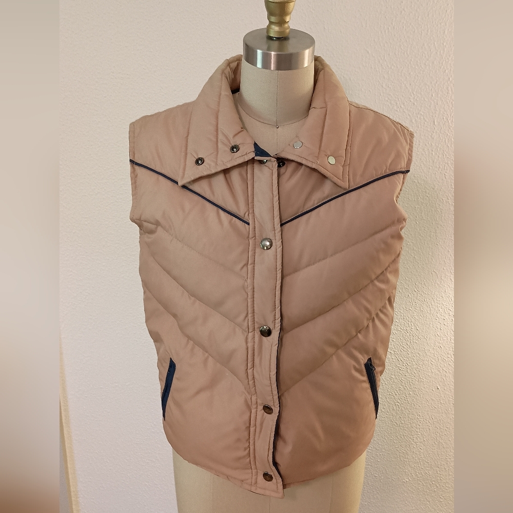 Vtg 80s Chevron Goosedown Vest